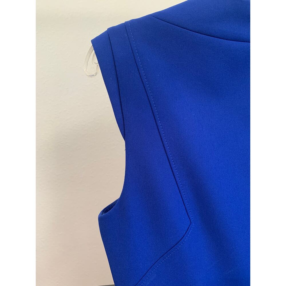 Tahari Arthur S. Levine Royal Blue Split V-Neck Sheath Dress Womens 8P Petite - Picture 4 of 7